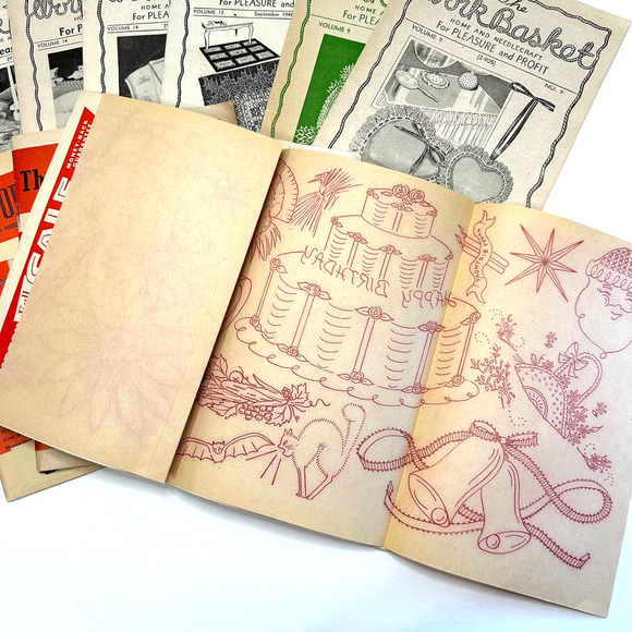 Vintage Needlecraft Ephemera "Work Basket" Booklets With Advertising Lot of 11 - Picture 10 of 12